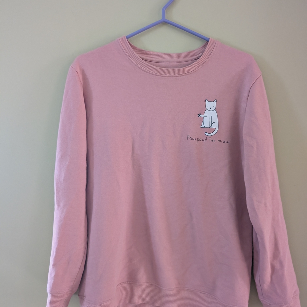 Pink Cat Graphic Sweatshirt